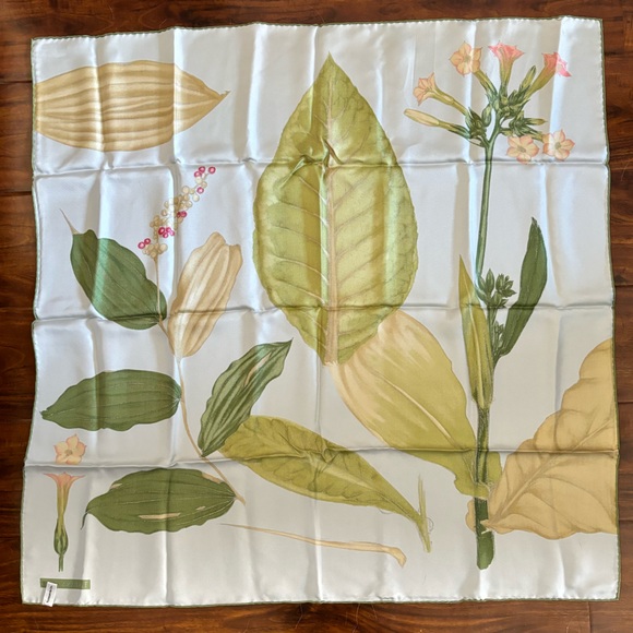 Vintage Tiffany & Co “A Study Of Plants” Light Blue Silk Scarf - Picture 6 of 7